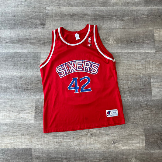 Vintage 90s NBA Jerry Stackhouse Philadelphia Sixers Champion Jersey Size 48