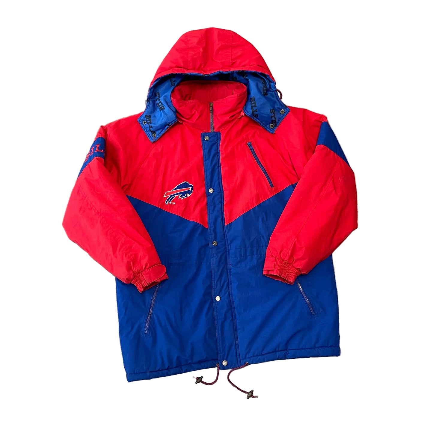 VINTAGE 90s Buffalo Bills Triple F.A.T. Goose Down Puffer Parka Jacket Size Size XL - Grail Status Stadium
