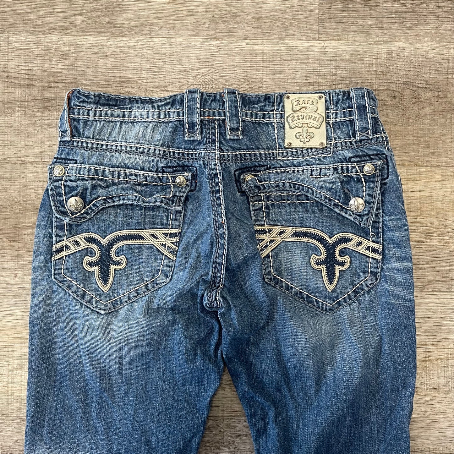 Vintage Y2K Rock Revival Denim Blue Jeans Size 34x42