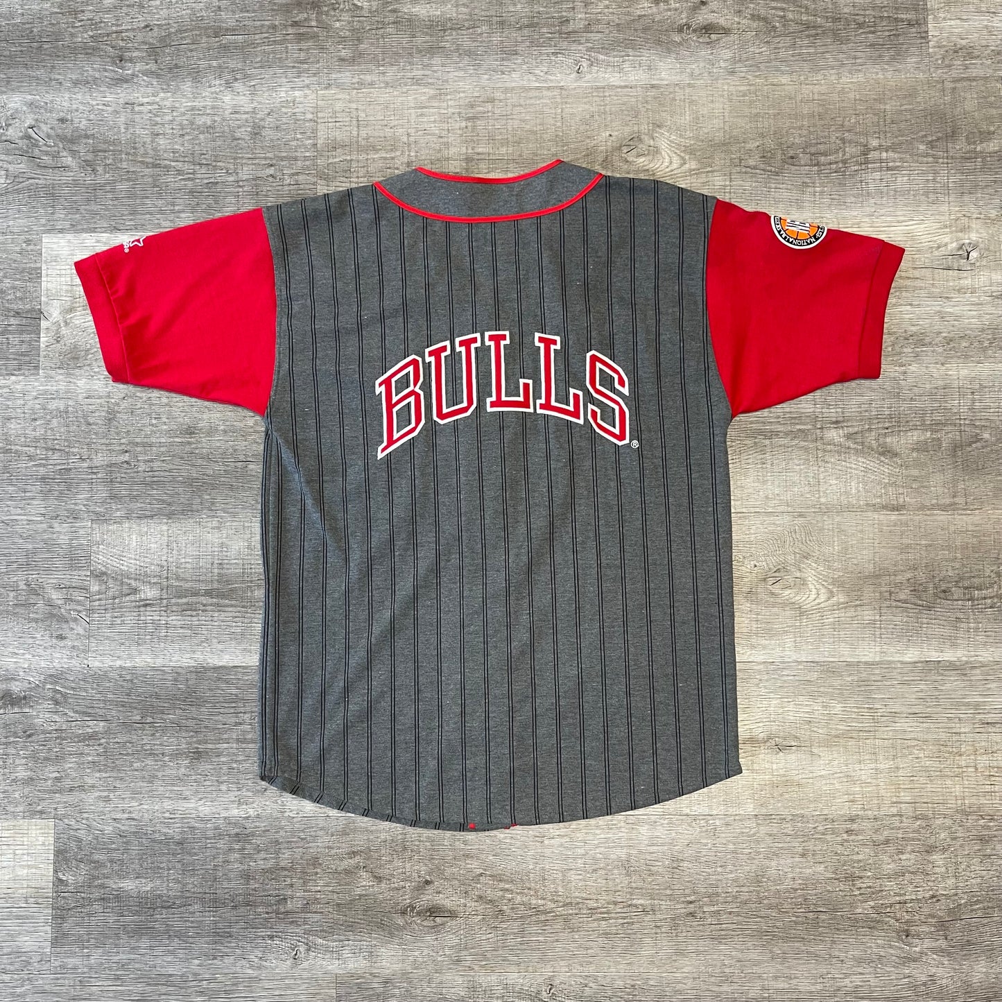 90s NBA Chicago Bulls Starter Gray Pin Stripe Jersey Size Large