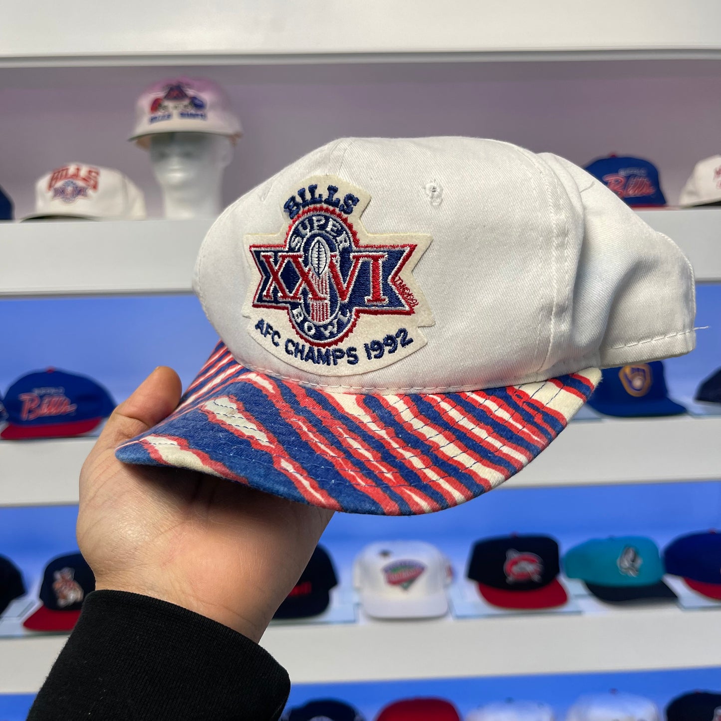 Vintage 1992 Buffalo Bills Super Bowl XXVI AFC Champions Zubaz Snap Back