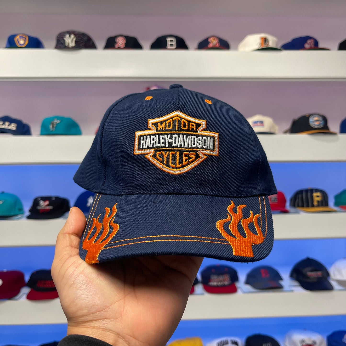 Vintage Y2K Harley Davidson Motorcycle Flames Hat