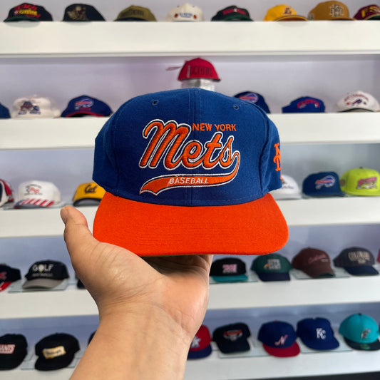Vintage 1990s MLB New York Mets Script Starter Snap Back Dead Stock New