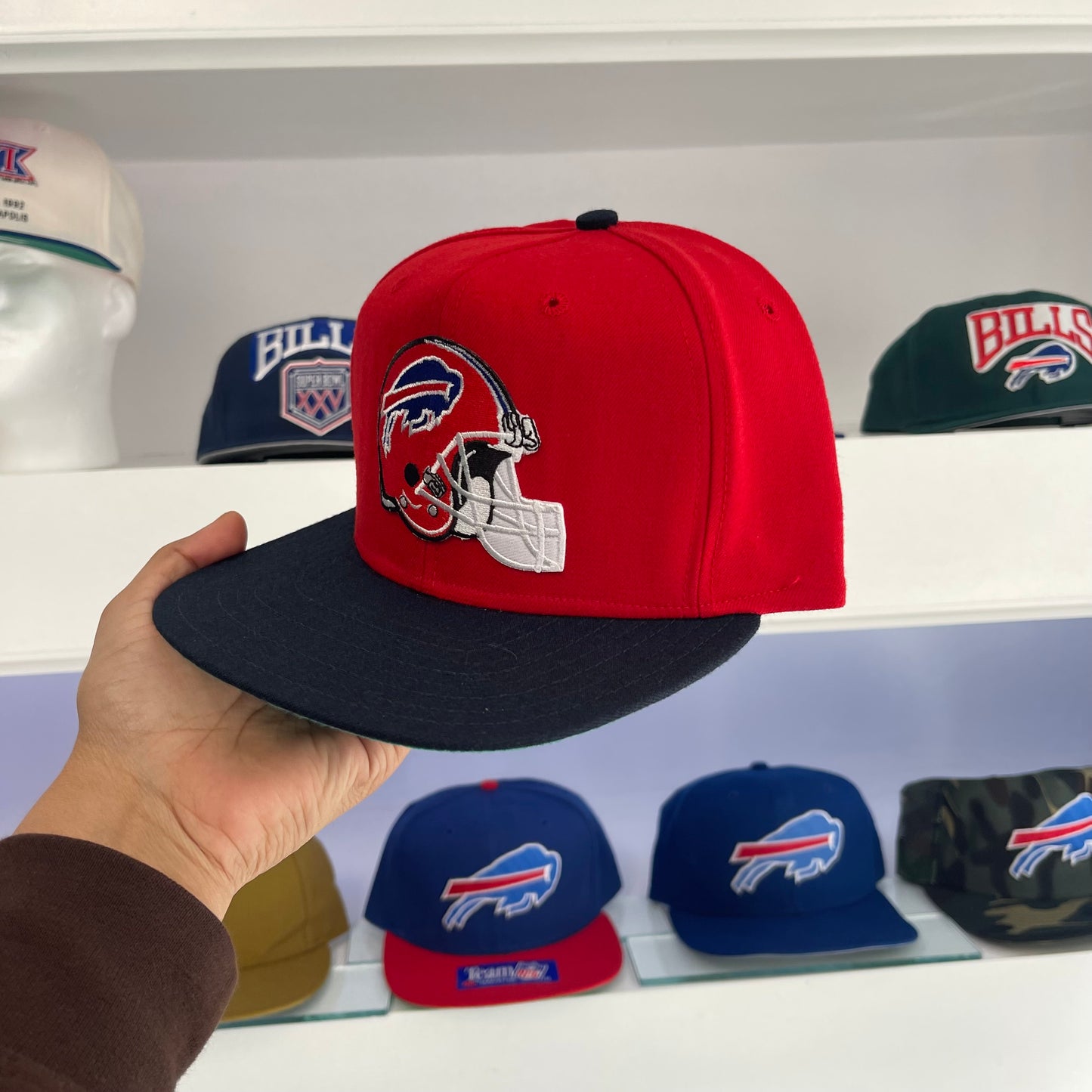 1990s Buffalo Bills Red Wool Wool Helmet Logo Snap Back