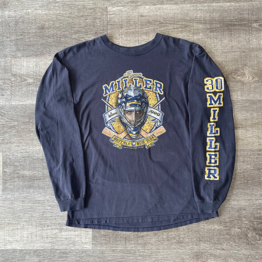 Vintage 2000s Y2K Buffalo Sabres Ryan Miller Long Sleeve Shirt Size XL