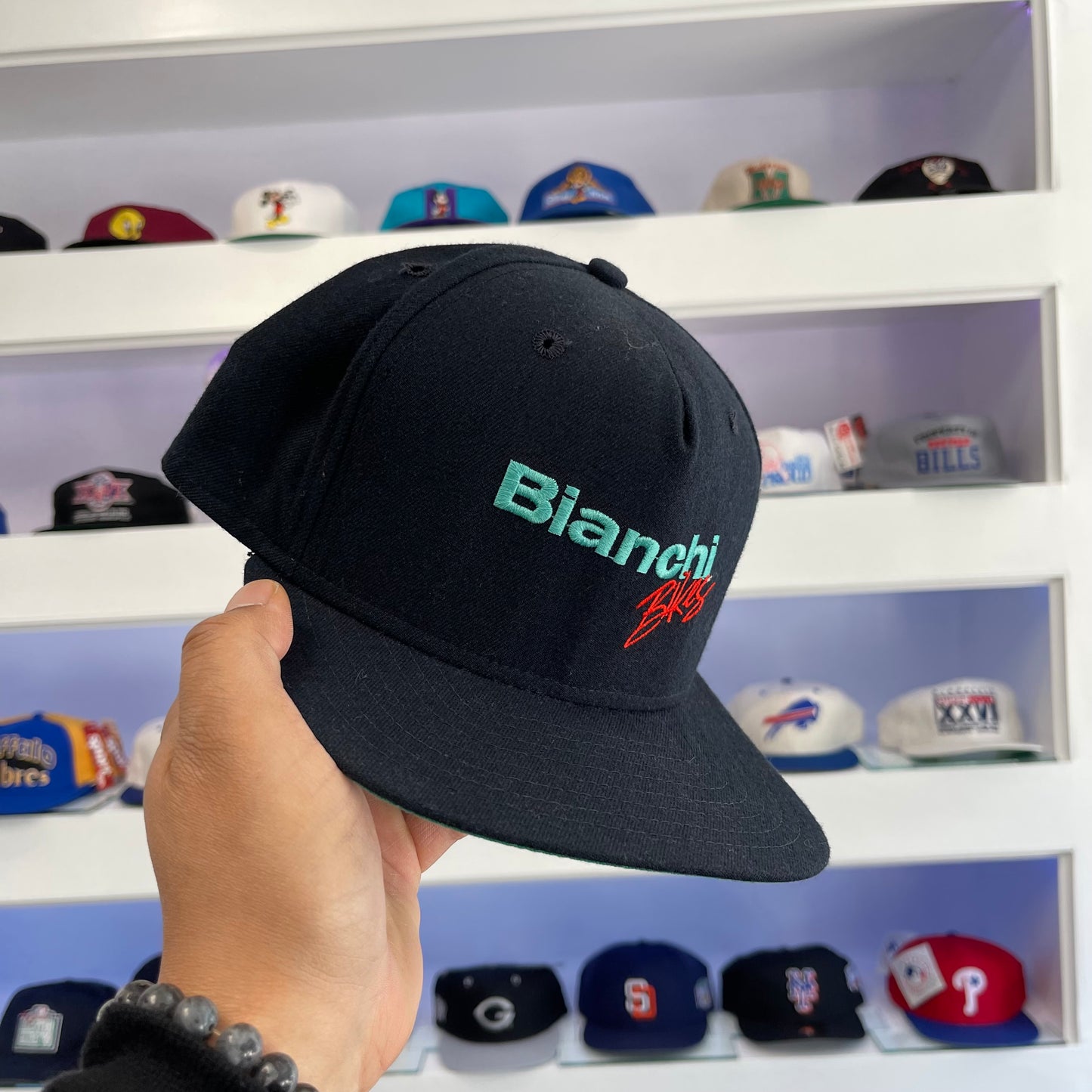 Vintage 80s Bianchi New Era Wool Snap Back Dead Stock New