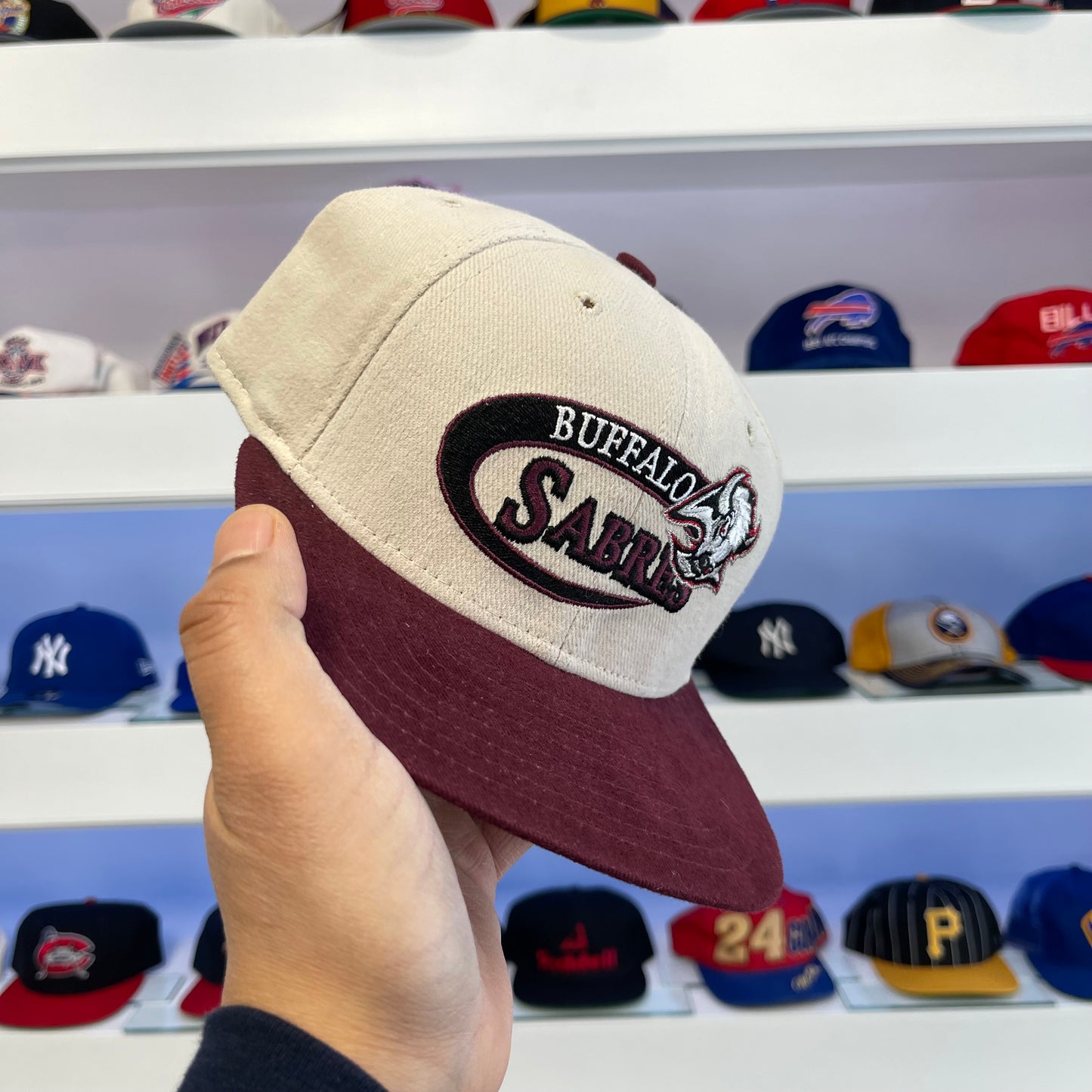 Vintage 1990s NHL Buffalo Sabres Goat Head Snap Back Dead Stock New