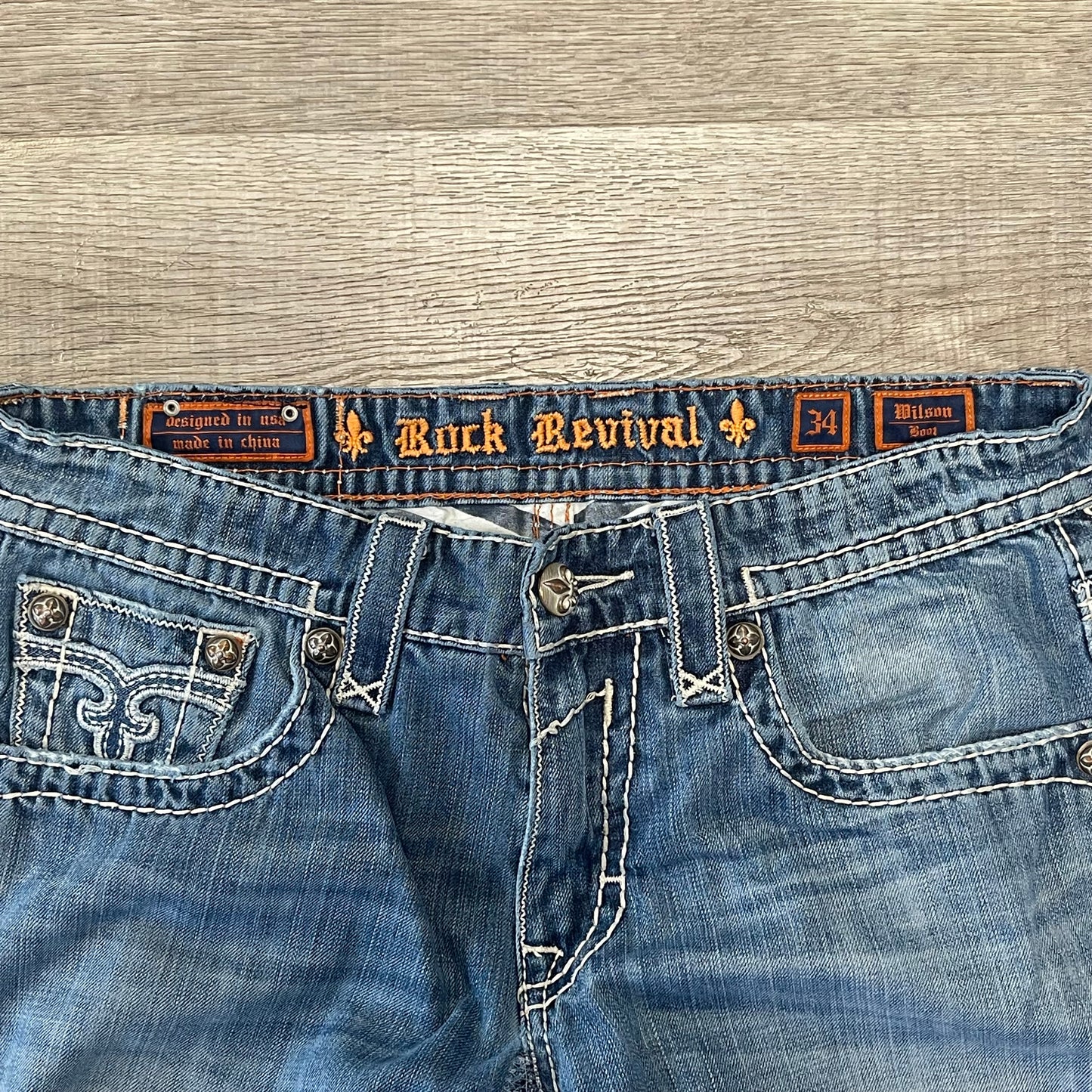 Vintage Y2K Rock Revival Denim Jeans Size 34x40