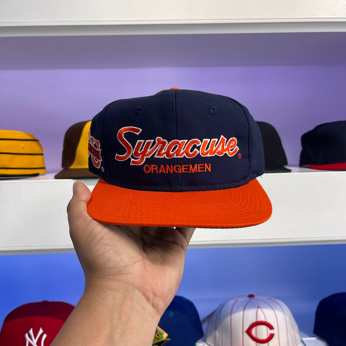 Vintage 90s Syracuse Orangemen Sports Specialties Twill Snap Back Dead Stock New