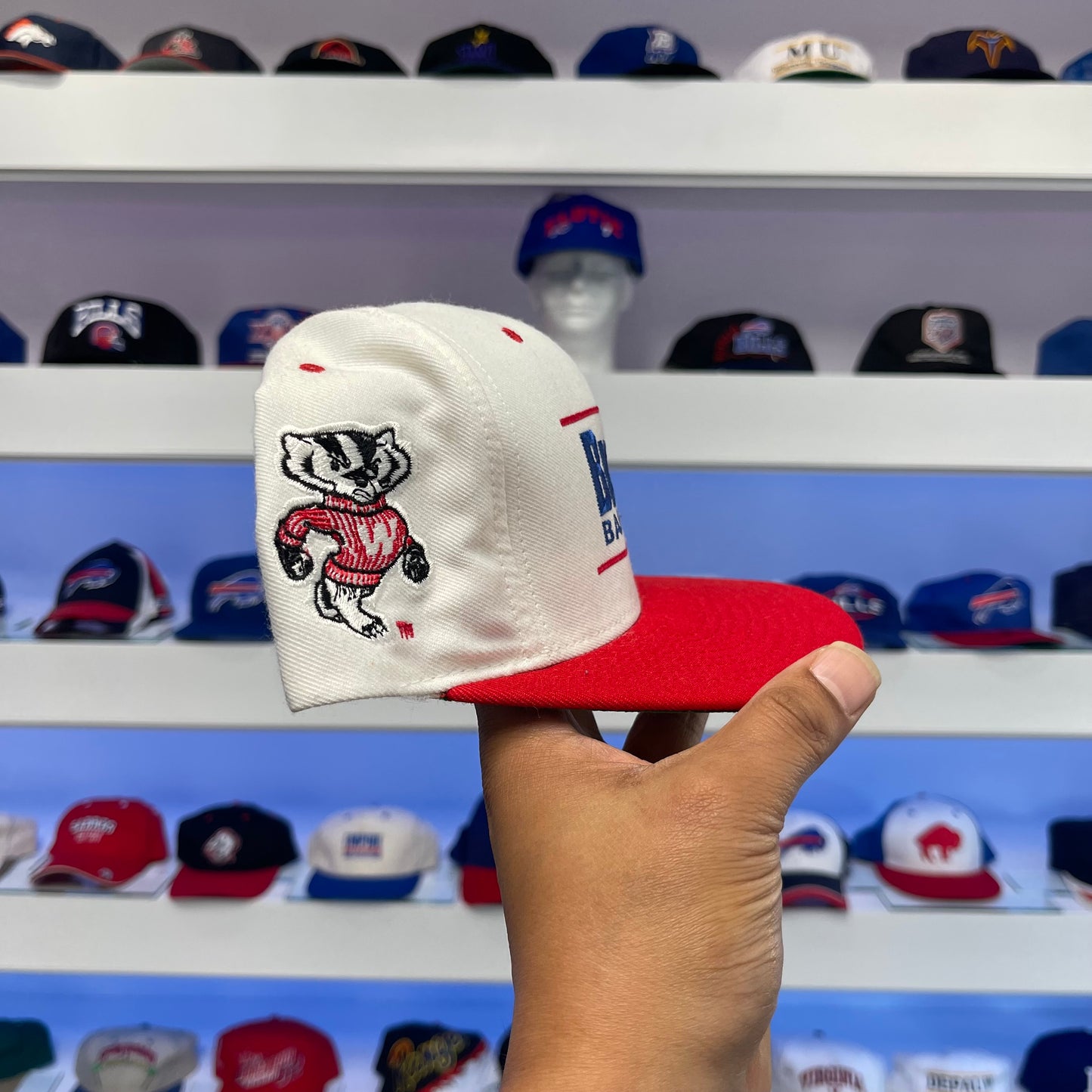 Vintage 1990s NCAA Wisconsin Badgers Big Ten Basketball Wool Snap Back