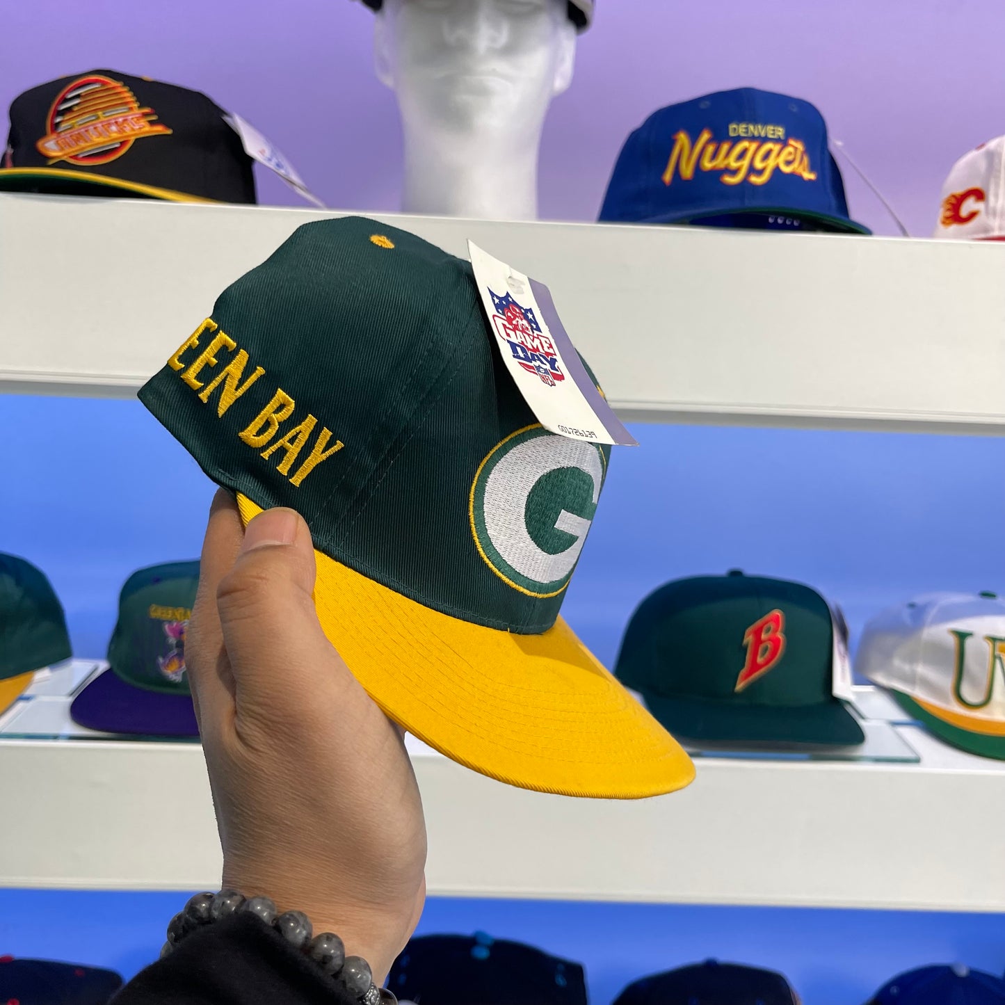 Vintage 1990s NFL Green Bay Packers Twill Snap Back Dead Stock New