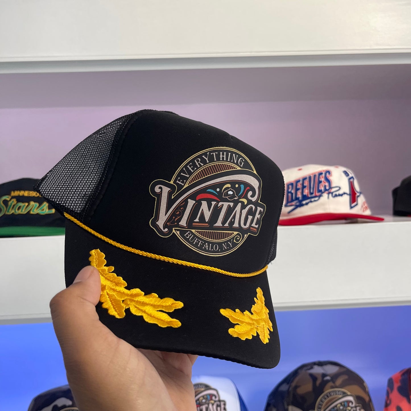 Everything Vintage Black Trucker Snap Back