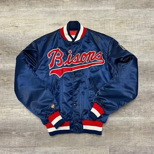 Vintage 1990s MiLB Buffalo Bisons Dugout Satin Jacket Size Large