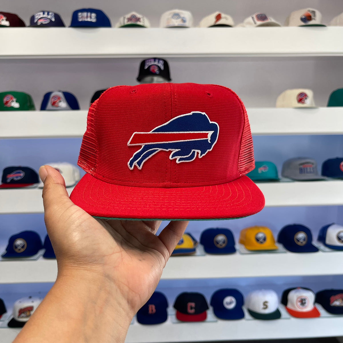 Vintage 1990s Buffalo Bills Red Trucker Snap Back