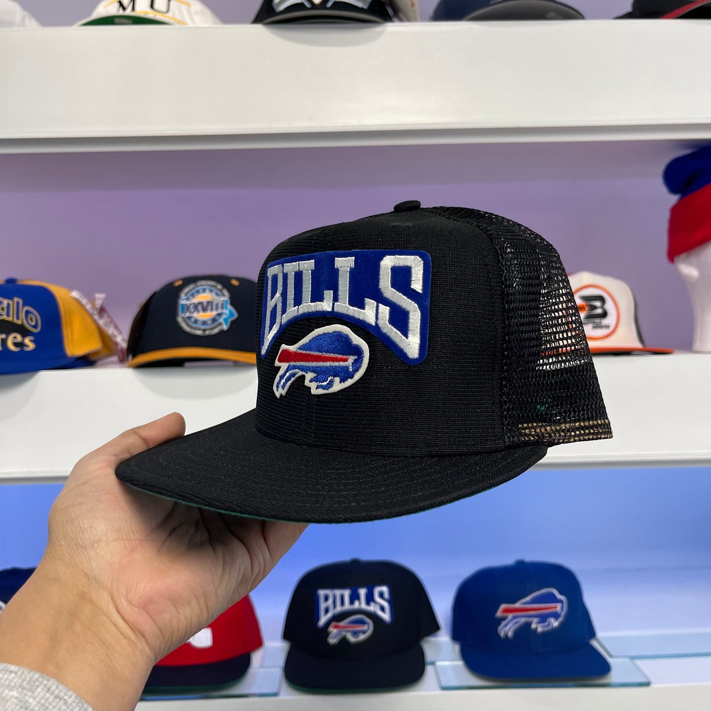 Vintage Buffalo Bills Black Mesh New Era Snap Back