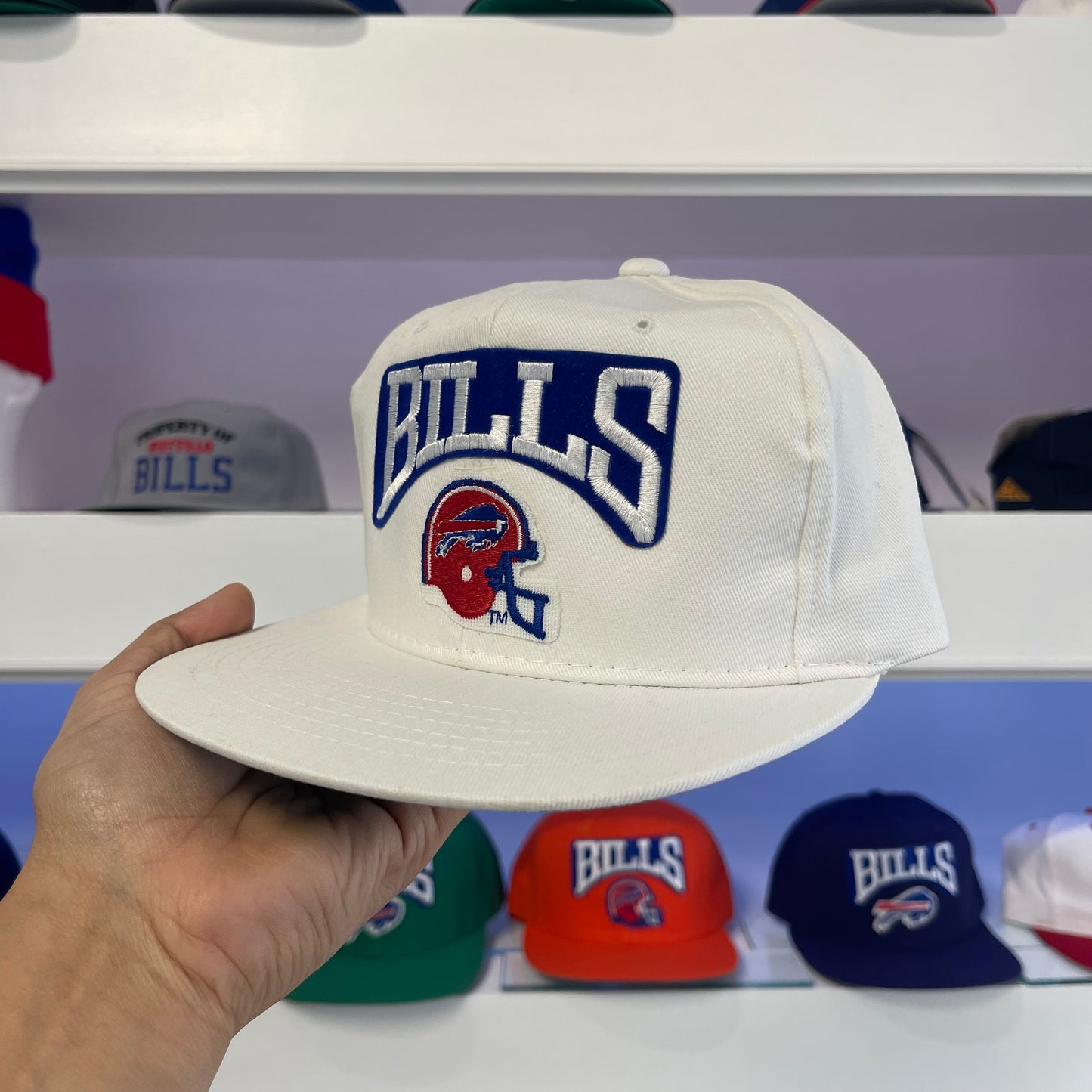 Vintage Buffalo Bills White Helmet Wool Snap Back