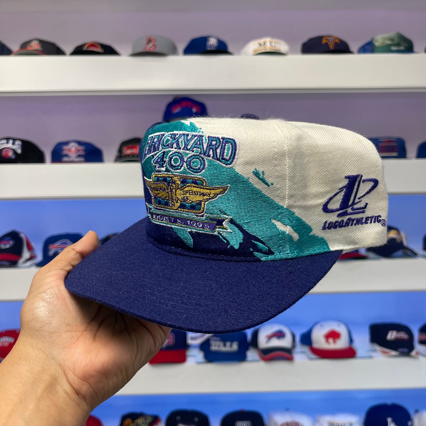 Vintage Brickyard 400 Logo Athletic Wool Splash Snap Back