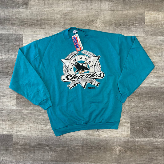 Vintage 1990s San Jose Sharks Crew neck Sweatshirt XL New with Tags