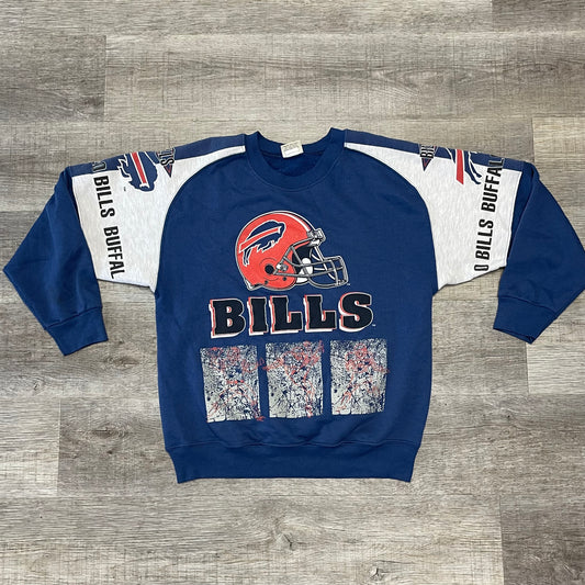 Vintage 1990s Buffalo Bills Helmet Logo Team Rated Sweatshirt Size Large