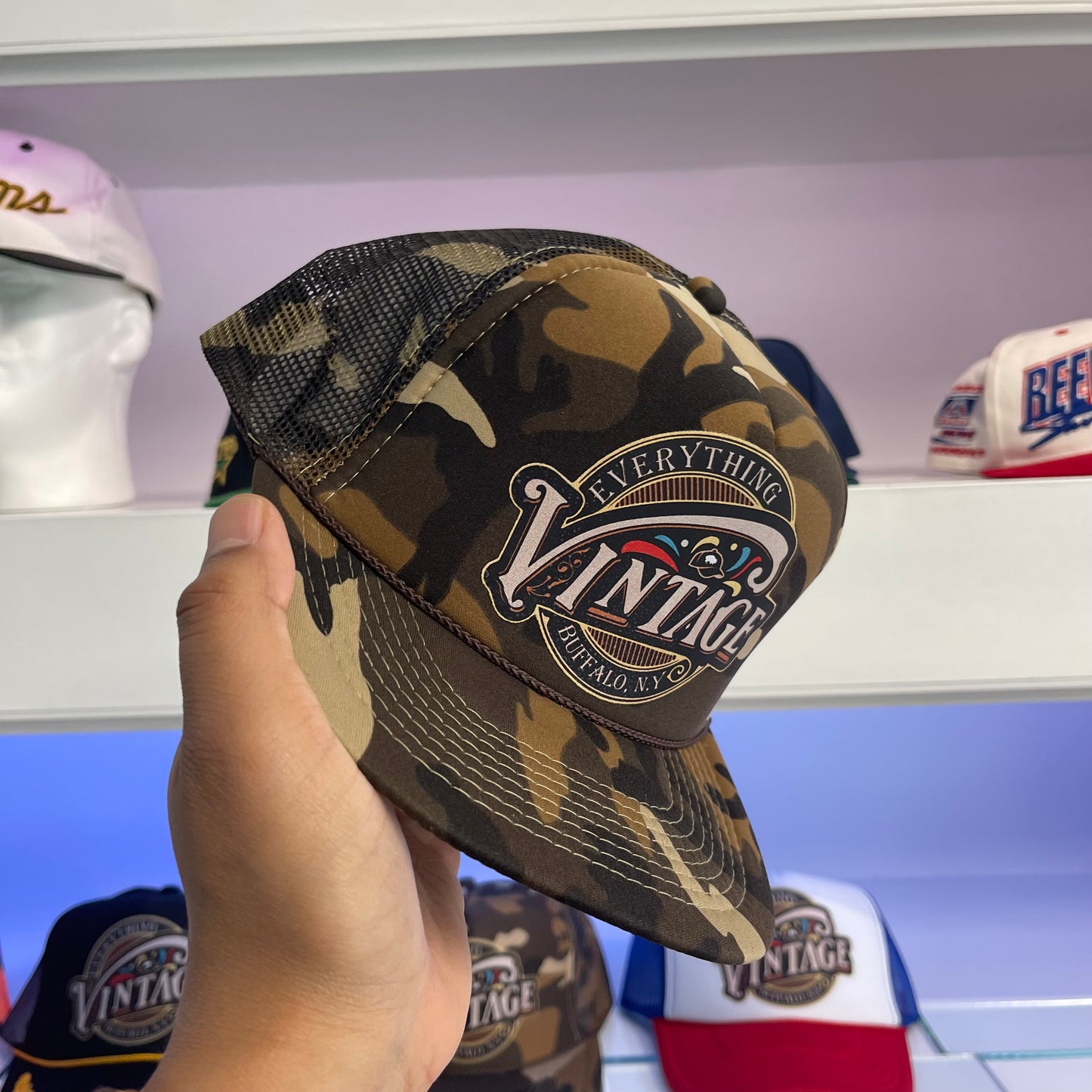 Everything Vintage Camouflage Trucker Snap Back