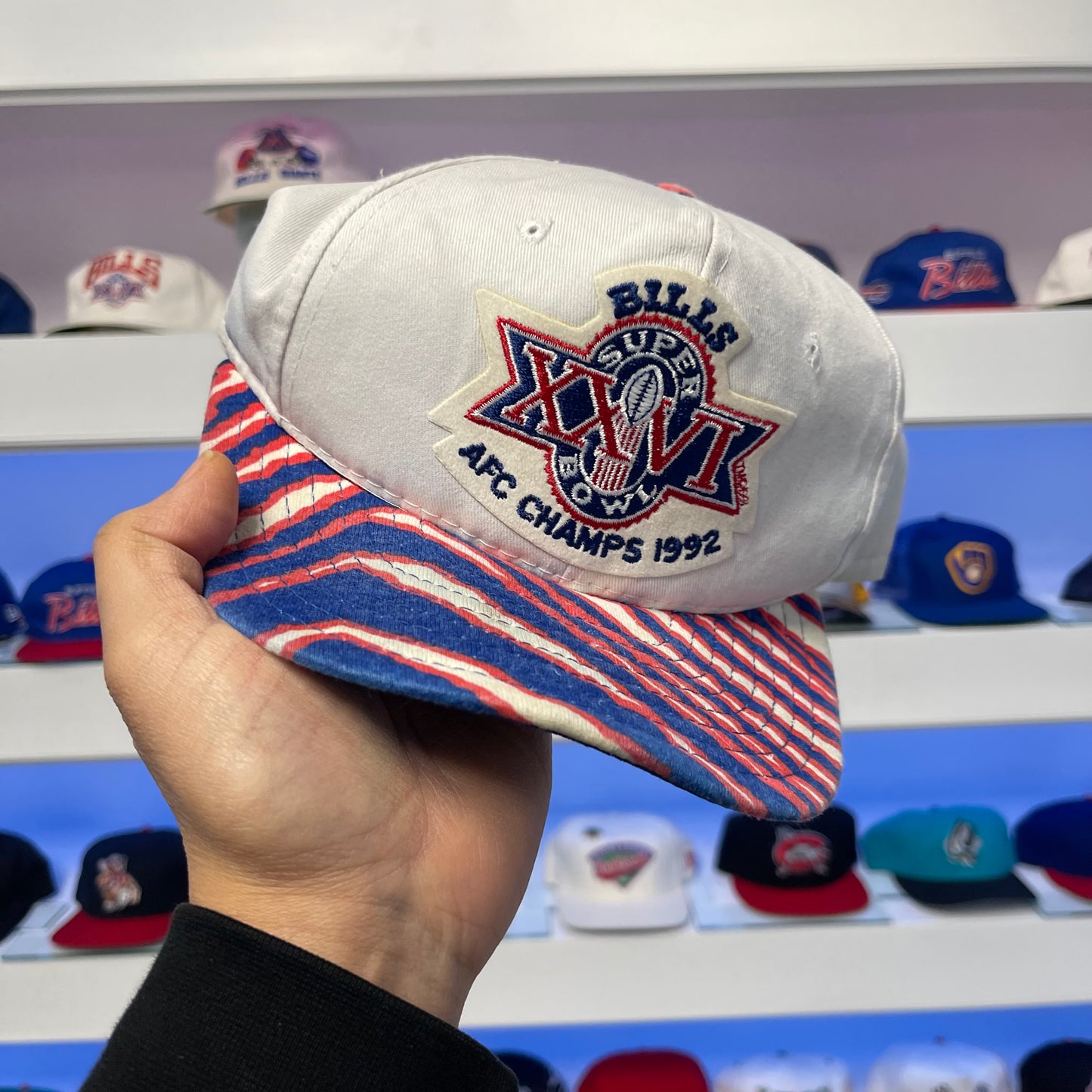 Vintage 1992 Buffalo Bills Super Bowl XXVI AFC Champions Zubaz Snap Back