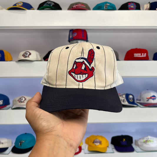 Vintage 1990s Cleveland Indians Pin Stripe Twill Snap Back