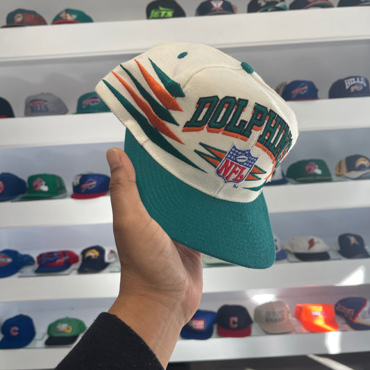 Vintage 1990s NFL Miami Dolphins Logo Athletic Diamond Cut Snap Back