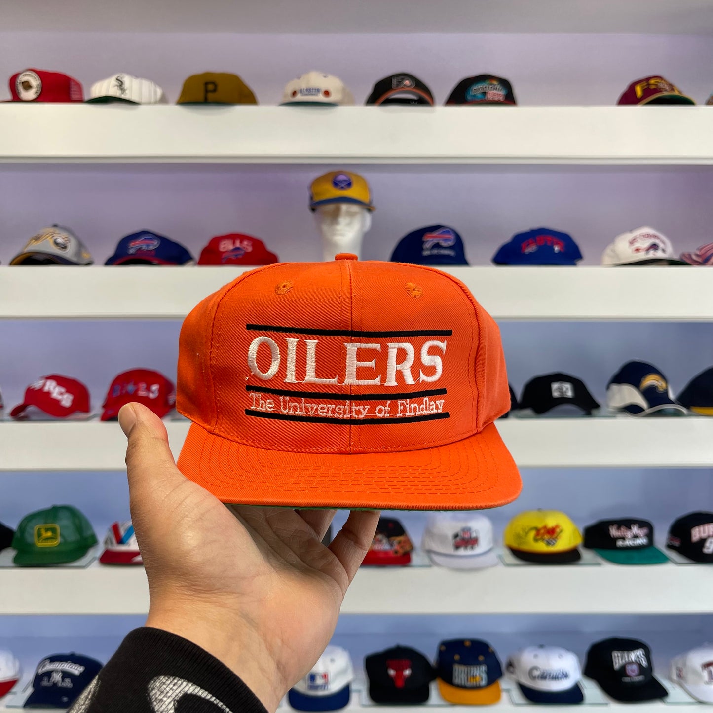 Vintage 1990s NCAA University of Findlay Oilers Twill Split Bar Snap Back