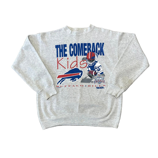 Vintage 1990s Buffalo Bills The Comeback Kids Trench Sweatshirt Size Large