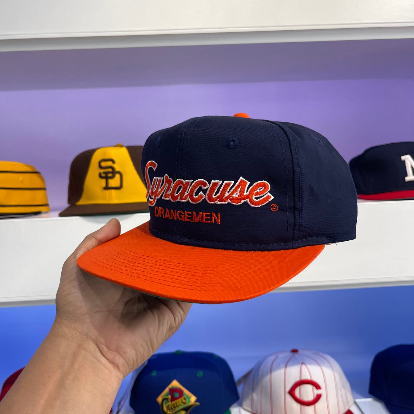 Vintage 90s Syracuse Orangemen Sports Specialties Twill Snap Back Dead Stock New