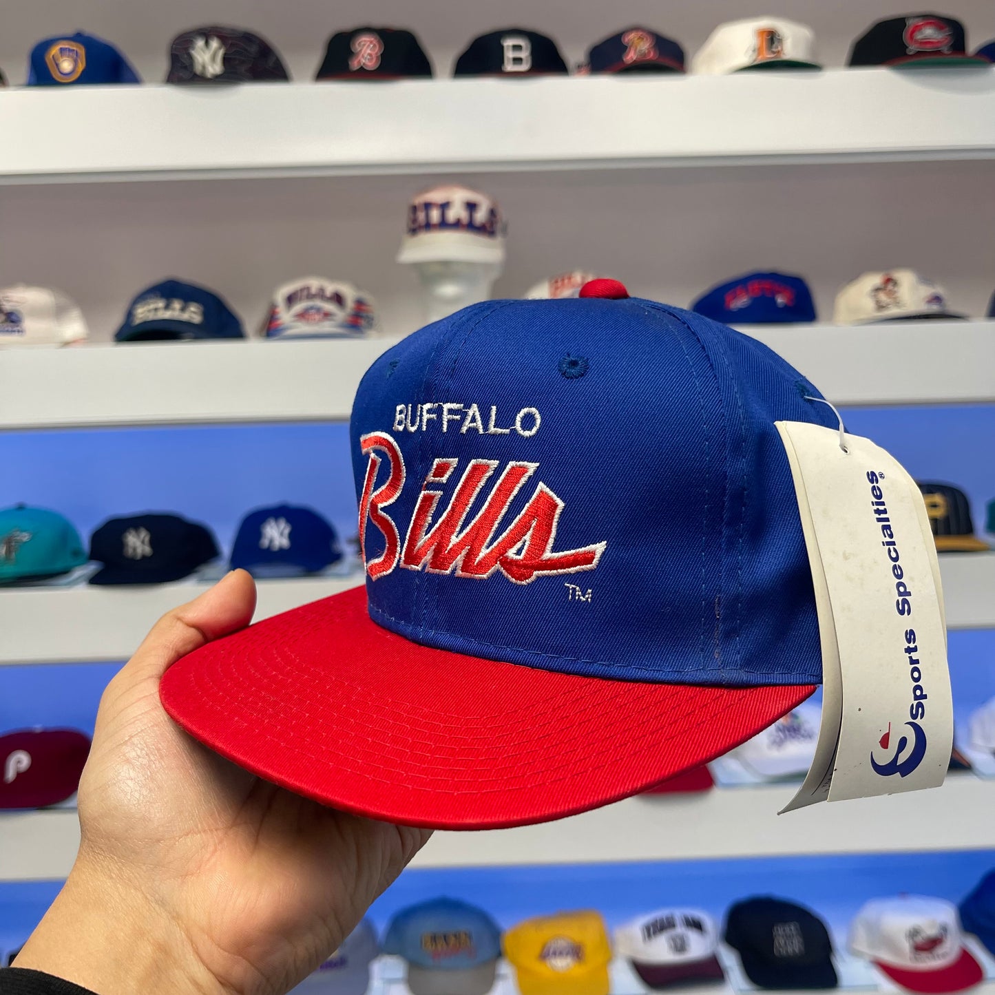 Vintage 1990s NFL Buffalo Bills Script Sports Specialties Twill Snap Back NWT