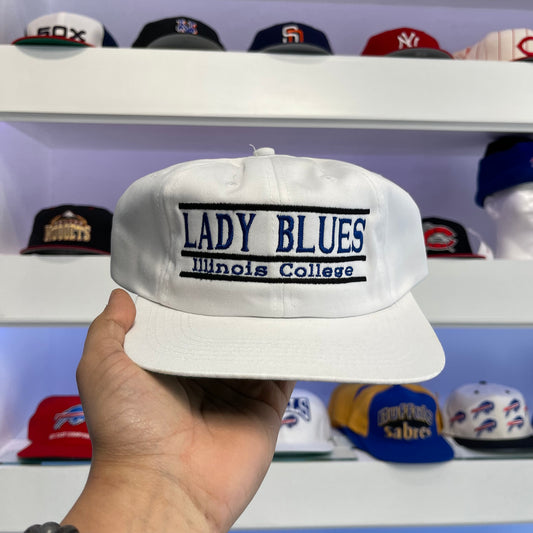 Vintage 1990s NCAA Lady Blues Illinois College The Game Snap Back Dead Stock New