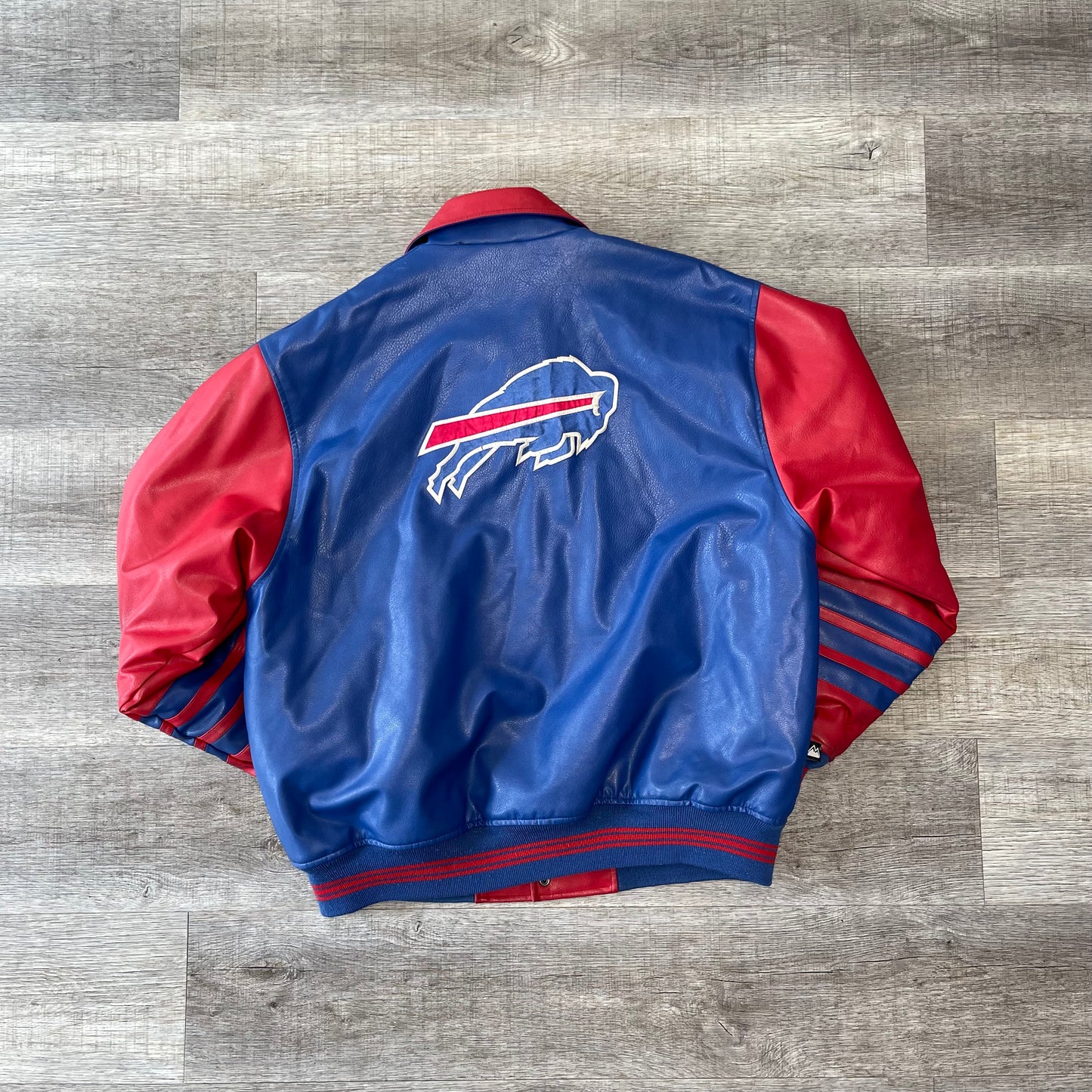 Vintage 1990s NFL Buffalo Bills First Down Leather Jacket Size XL