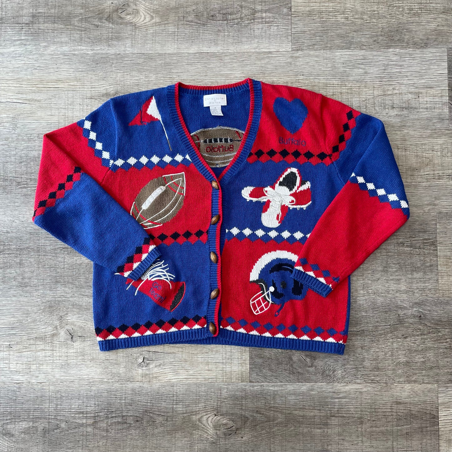 1980s Buffalo Bills Button Up Sweater Size Medium