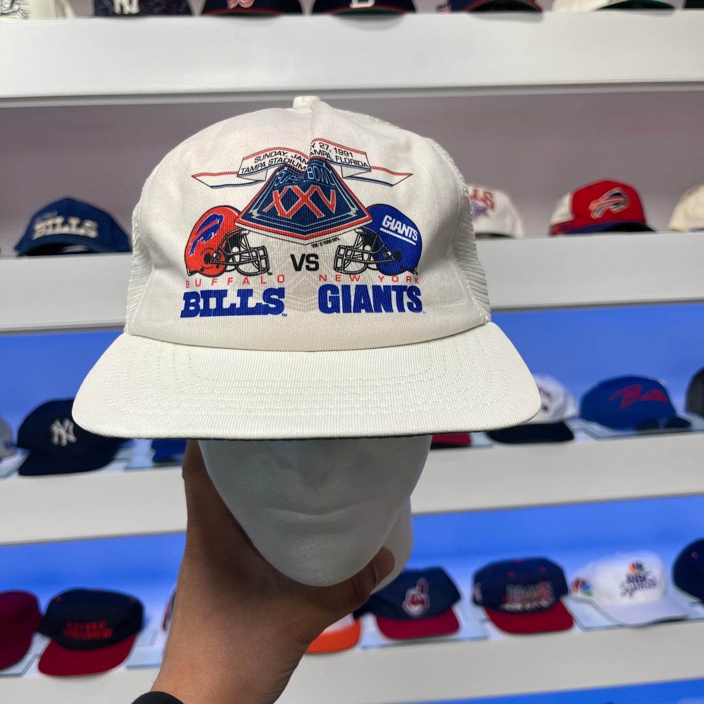 Vintage 1991 Buffalo Bills Vs New York Giants Super Bowl XXV Mesh Snap Back