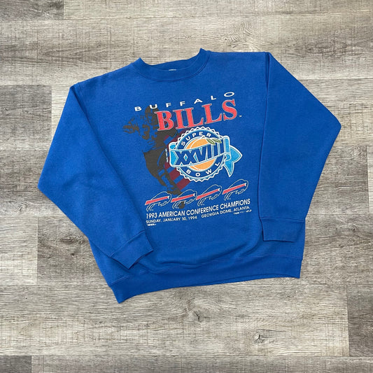 Vintage Buffalo Bills Super Bowl XXVIII Trench Sweatshirt Size Large