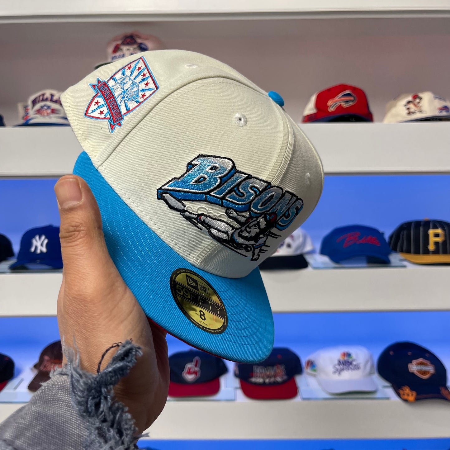 Buffalo Bisons Sliding Logo Buffalo Exclusive Fitted Size 8