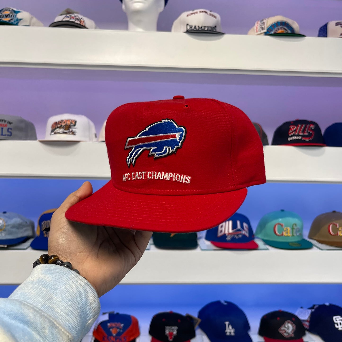 Vintage 1990s NFL Buffalo Bills AFC Champions New Era Wool Snap Back New Dead Stock