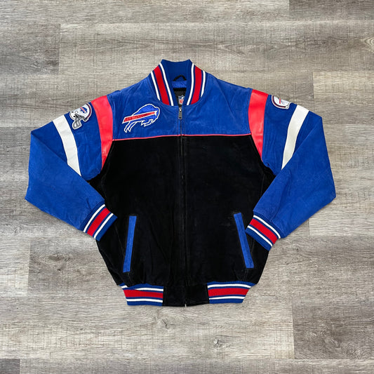 Vintage NFL Buffalo Bills Suede Leather Jacket Large