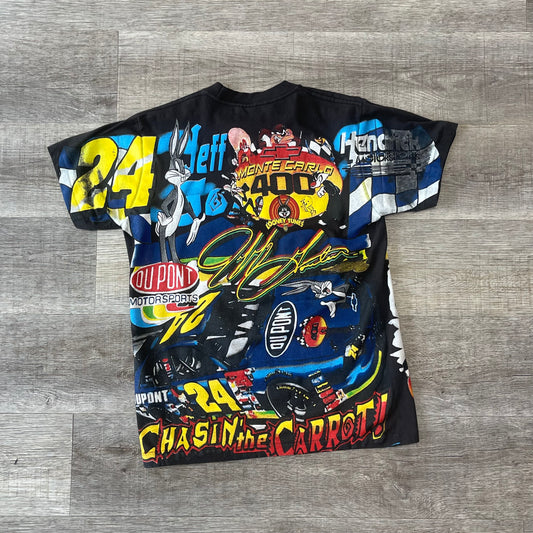 Vintage Jeff Gordon x Looney Tunes Bug Bunny NASCAR AOP Shirt Size Medium
