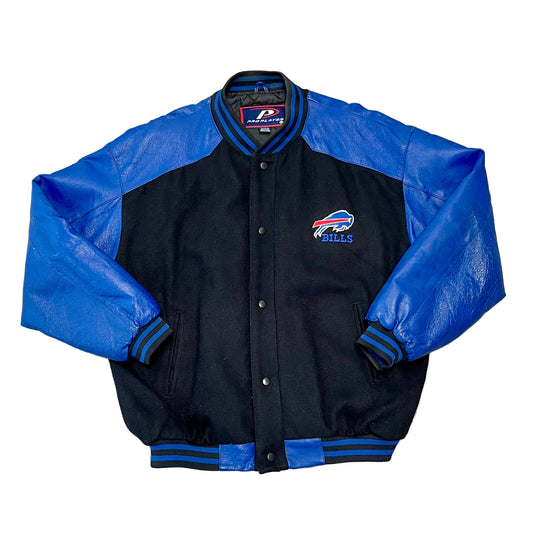 Vintage 1990s Buffalo Bills Pro Player Wool & Leather Varsity Jacket Size XL