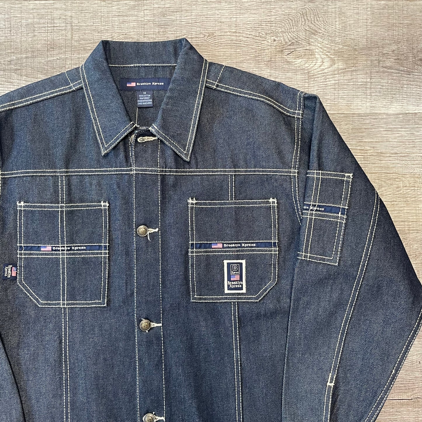 Vintage 2000s Brooklyn Express Denim Jacket Size Medium
