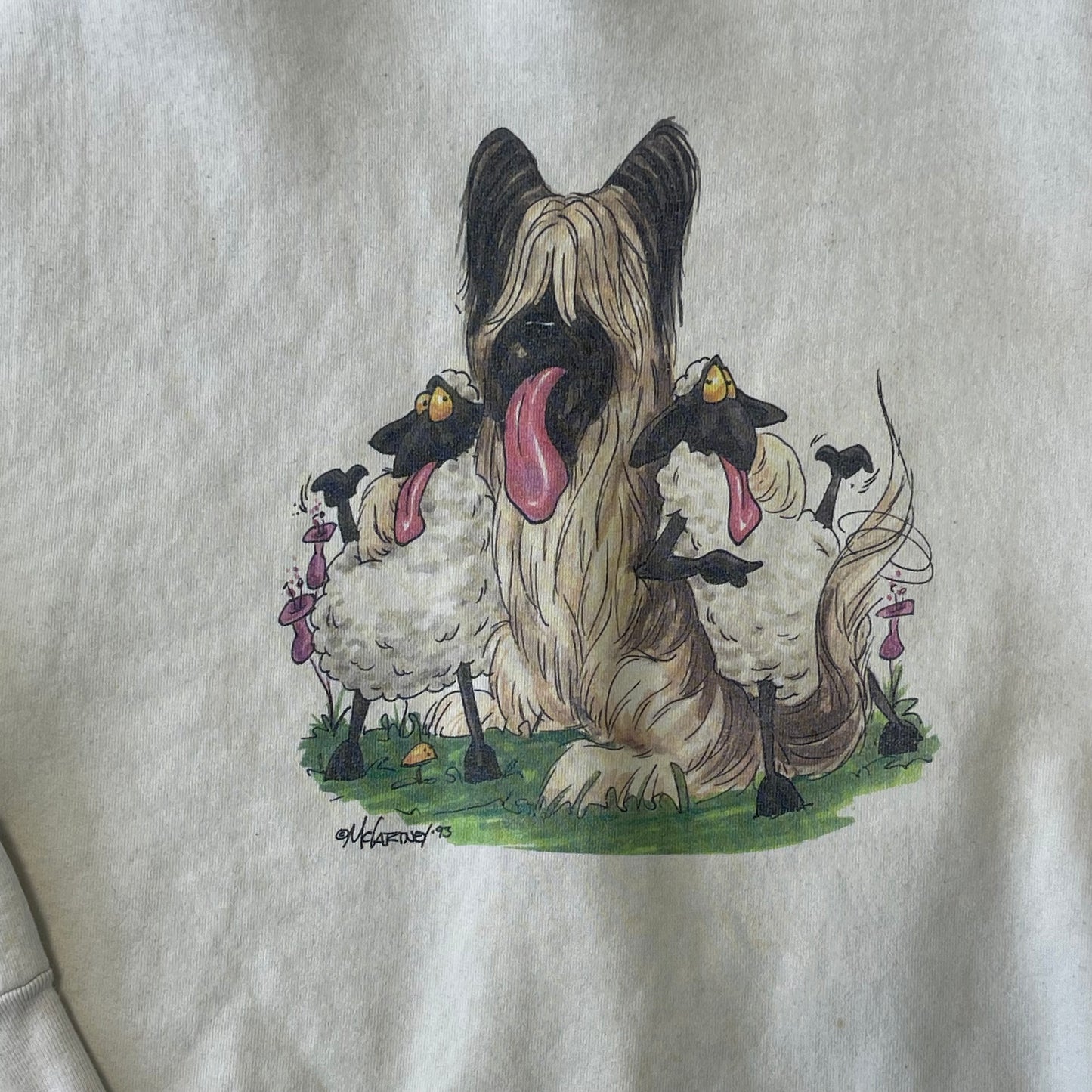 Vintage Dog & Lamb Cartoon Sweatshirt Size Large