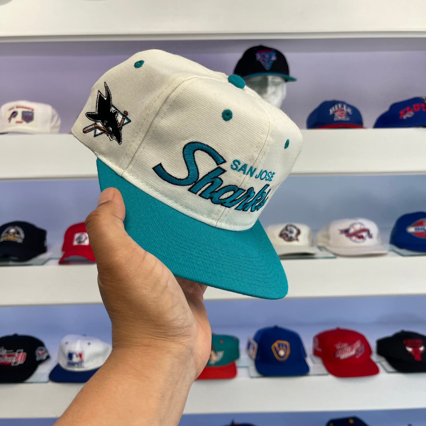 Vintage 1990s NHL San Jose Sharks Script Snap Back