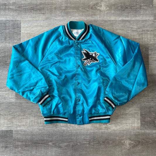 Vintage 1990s NHL San Jose Sharks XL Chalk Line Satin Jacket