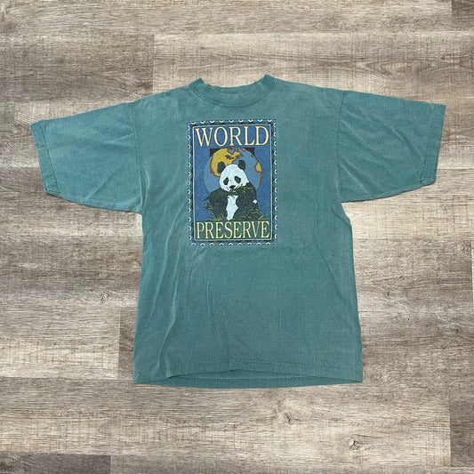 Vtg 90's Galt Sand WORLD PRESERVE Panda Graphic T-Shirt Size Large