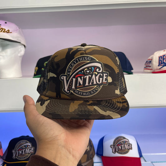 Everything Vintage Camouflage Trucker Snap Back