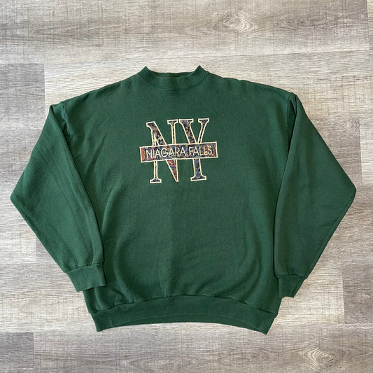 Vintage 1990s Niagara Falls NY Green Crew Neck XL