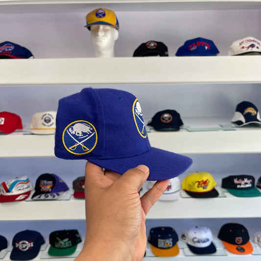 Vintage 1990s NHL Buffalo Sabres Wool Block Head Snap Back