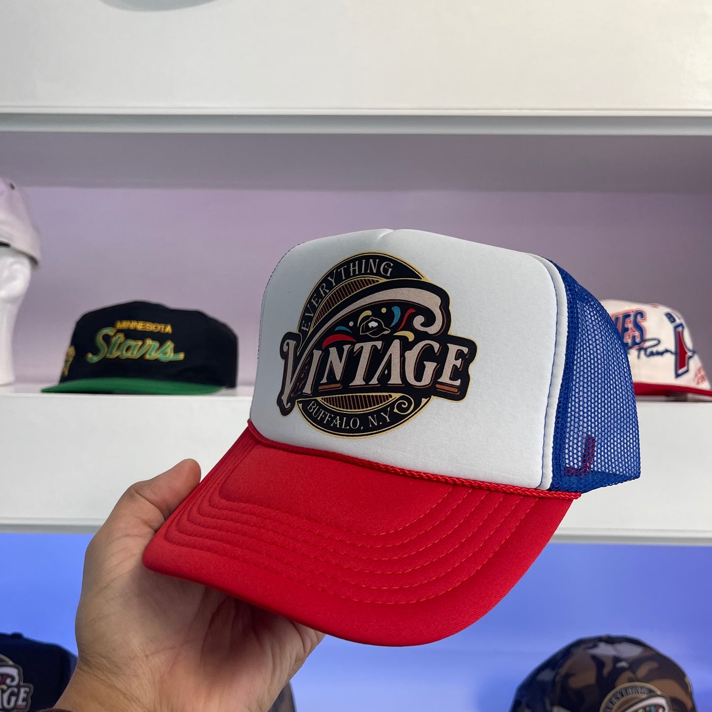 Everything Vintage Red White Blue Trucker Snap Back